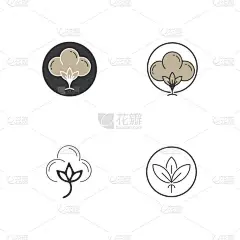 美丽的棉花矢量，简单的图标棉花模板符号自然
