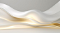 3D render abstract white background illuminated with white and gold line Generative AI