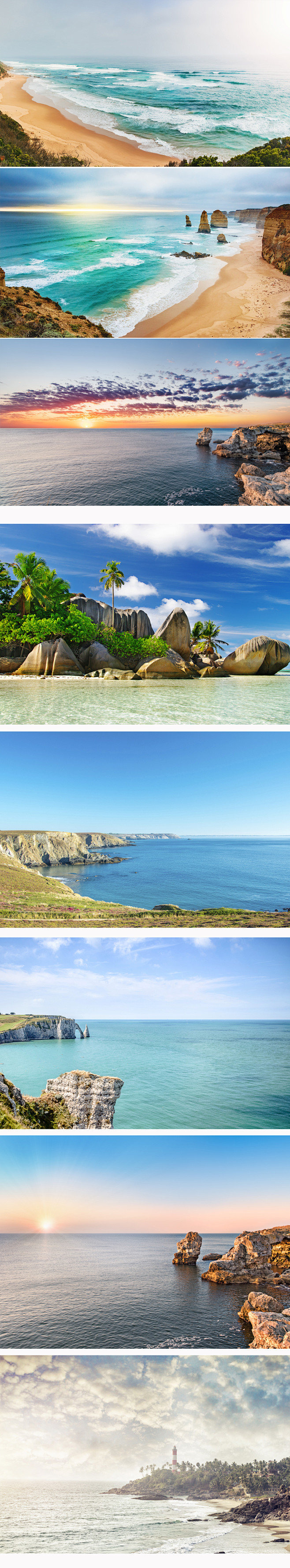 高清唯美自然风景海湾礁石岩石海滩大海背景图