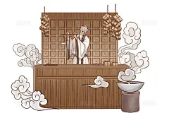传统中国风手绘中药中医医生药师人物插画素材下载 - 觅知网