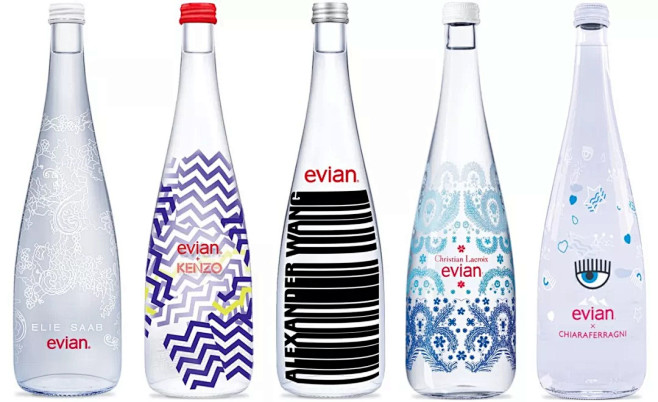 依云evian推新包装是一款可重复使用的玻璃瓶