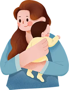 女子抱着婴儿的亲子扁平风插画