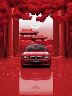 AI造图｜中国红与宝马真的绝配‼️壁纸安排上