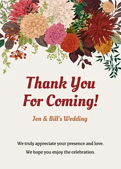Thank you for coming Card