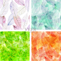 Set of seamless patterns with skeleton leaves, four seasons