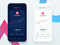 Trading app - iPhone x #2 visualization data data visualization exchange design finance ui uidesign black swipe ux designer interface news state uidesign blockchain fintech graph cryptocurrency data chart reports card stock gradient icon app crypto mobile
