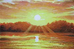 （朝鲜）黄永哲《霞光》巨幅1.6米 白虎美术创作社 C1014 - 拍卖