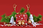 abstract-object-christmas-decoration-3d-rendering-red-gold