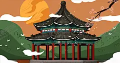 古风建筑 【酷图网】古风建筑,手绘插画,卡通,古风,建筑,中国风,古风插画