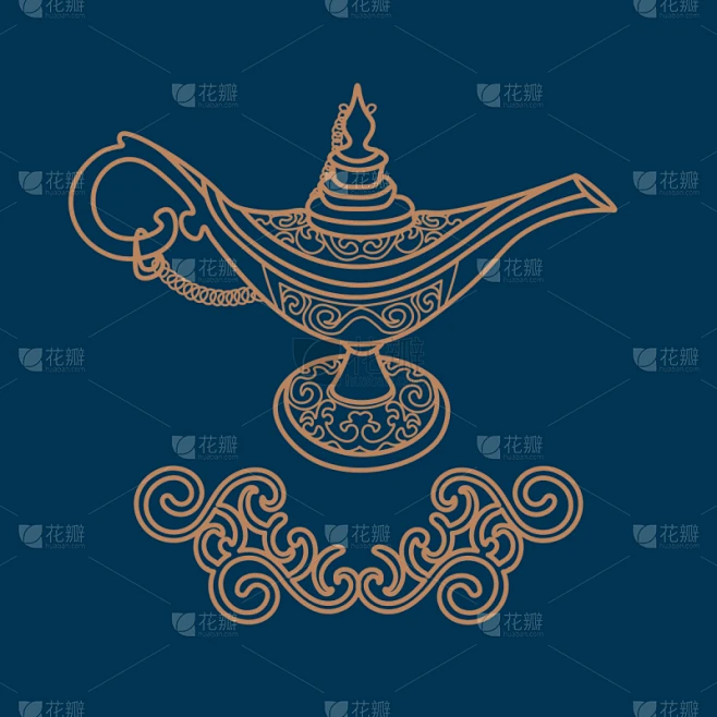 暗色,精工制品,蓝色背景,灯,轮廓线画,神灯,秘密,传统,土耳其,飘然素材-花瓣网