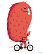 "Bike" Funny Monster Wall Art for Kiddos by Greg Abbott for Oopsy Daisy, size 24x30 $159 (save 25% thru 11/30!)