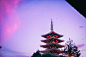 pagoda under purple sky