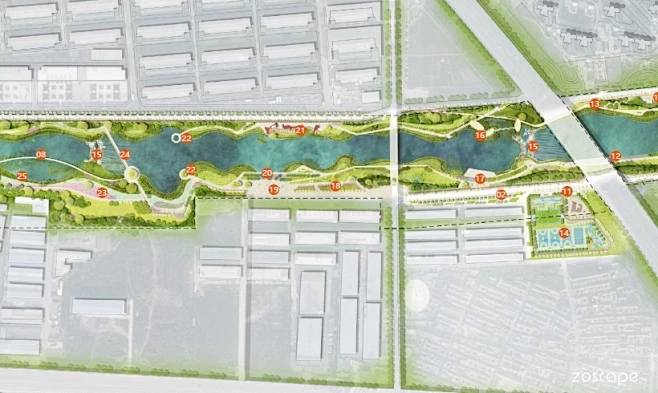 滨河带状公园-滨水风光景观带改造设计方案文本_方案文本_ZOSCAPE-建筑园林景观规划设计网 - 景观规划意向图-花瓣网