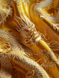 刺绣龙纹 金色绸缎