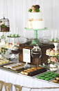 Use boxes to sit dessert on for different layers. Wedding Dessert Table