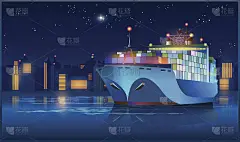 晚上的大型货船