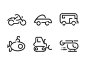 Transportation minimal line icons