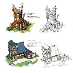 Q版卡通写实/CG场景建筑原画设定/韩国游戏场景网游设计手稿资料-淘宝网