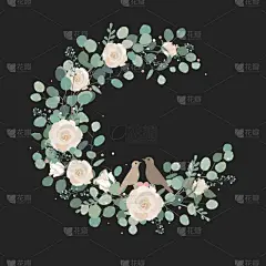 贺卡,复活节,鸟类,乡村风格,桉树,幸福,矢量,玫瑰,春天,装饰物