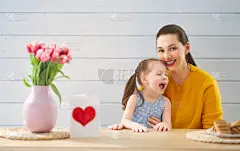 幸福,母亲节,贺卡,家庭,肖像,郁金香,儿童,童年,女孩