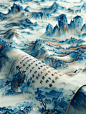 【ai宇宙吧】中国风立体山水画卷创意古风微缩景观场景背景Midjourney描述关键词咒语：