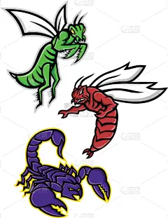 昆虫,吉祥物,图像,蜘蛛纲,性格,动物,品牌名称,蟑螂,矢量,收集