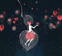 唯美伤感插画图片