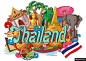 泰国旅游 旅游大象 寺庙 美食龙舟 龙舟 手绘