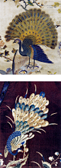 中国传统元素 刺绣 孔雀 孔雀开屏