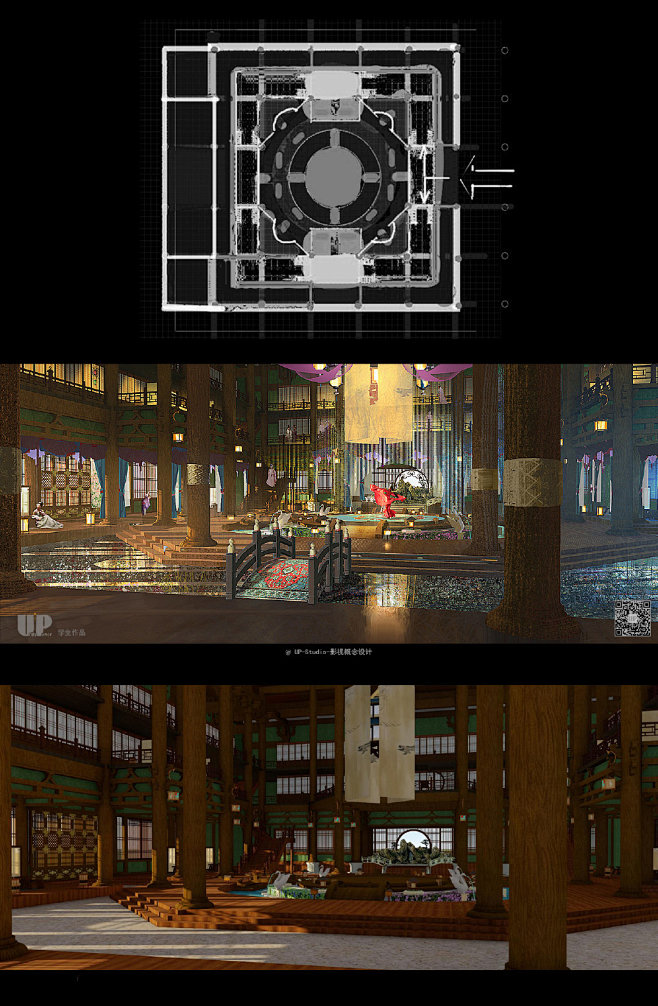 UPstudio 影视概念设计-古装戏-平面-模型-气氛图-绘制过程-学生作品