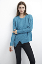 Boucle Knit ::Asymmetric Sweater ::Notched Front Hem: 