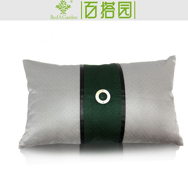 百搭园现代中式绿色样板房装饰抱枕 软装靠...