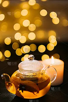 绿色柑橘茶玻璃壶健康生活方式