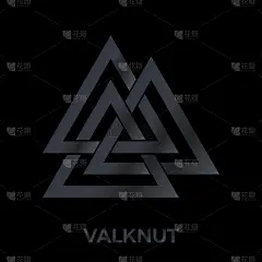 Valknut迹象。斯堪的纳维亚护身符，象征奥丁神。异教徒的向量。北欧纹身。孤立的插图黑色背景在深灰