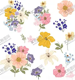 手绘花卉 【酷图网】手绘花卉,水彩花,花,花卉素材,玫瑰花,叶子,水彩叶子,树叶,手绘花朵,清新水彩,清新,矢量花,唯美,花束,花朵,植物,花卉手绘,花卉插画