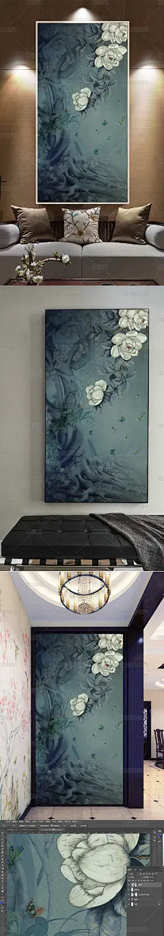 时尚花卉大树高清玄关过道背景墙