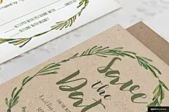 elegant wedding 优雅 花圈 婚礼 套房 邀请函卡片名片平面设计