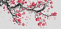 手绘梅花红梅中国风背景 设计图片 免费下载 页面网页 平面电商 创意素材