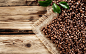 Download wallpaper coffee, beans, cloth, wood, leaves, coffee beans, food resolution 1680x1050