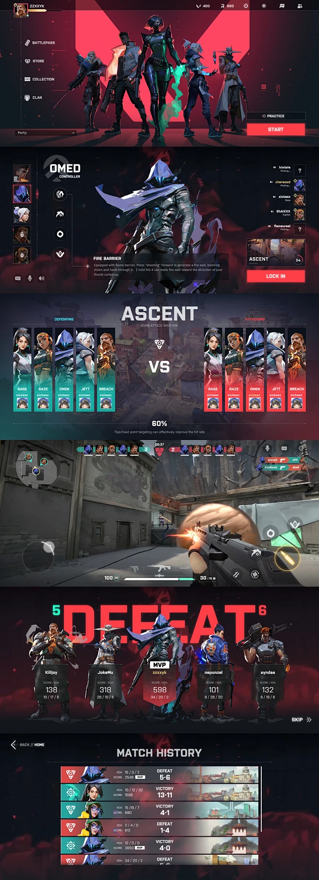 《无畏契约》Valorant手游 UI+动效设计练习-花瓣网