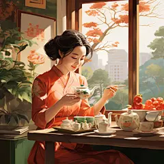 中国风建筑人物素材图片