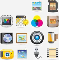 手绘彩色图标 平面电商 创意素材