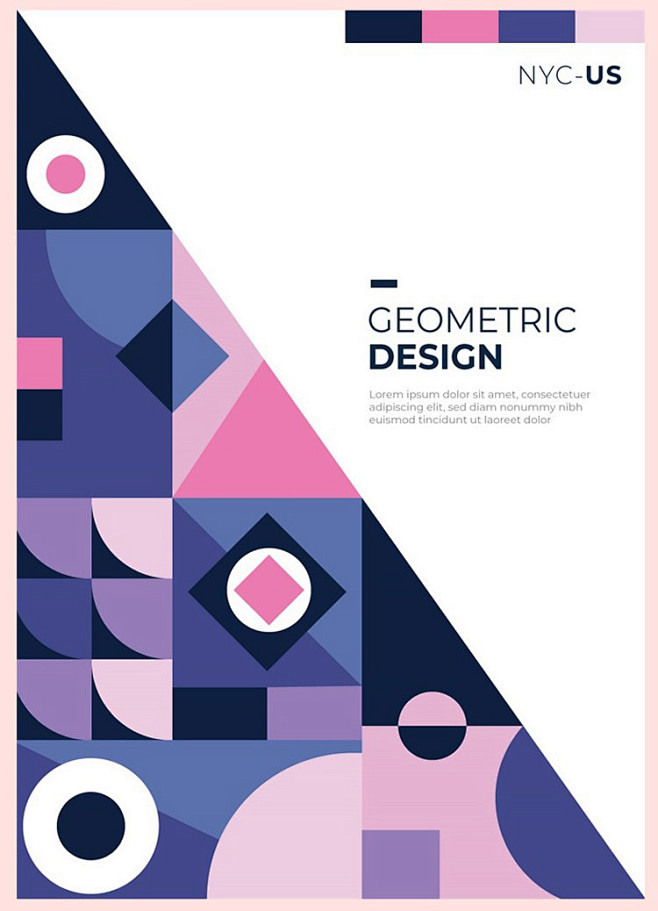 创意几何抽象艺术图形拼贴海报EPS+PS...