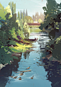 Sammamish River Plein Air, Mike McCain : A plein air study from a couple weeks ago that I spent a bit more time cleaning up later! This is just down the trail in Redmond a bit._a中国风场景原画 _急急如率令-B26408172B- -P2607336198P- _T2019727 #率叶插件，让花瓣网更好用_http://ly.j