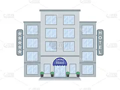 酒店建筑图标平面矢量