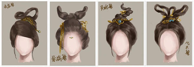 古风插画 发型参考