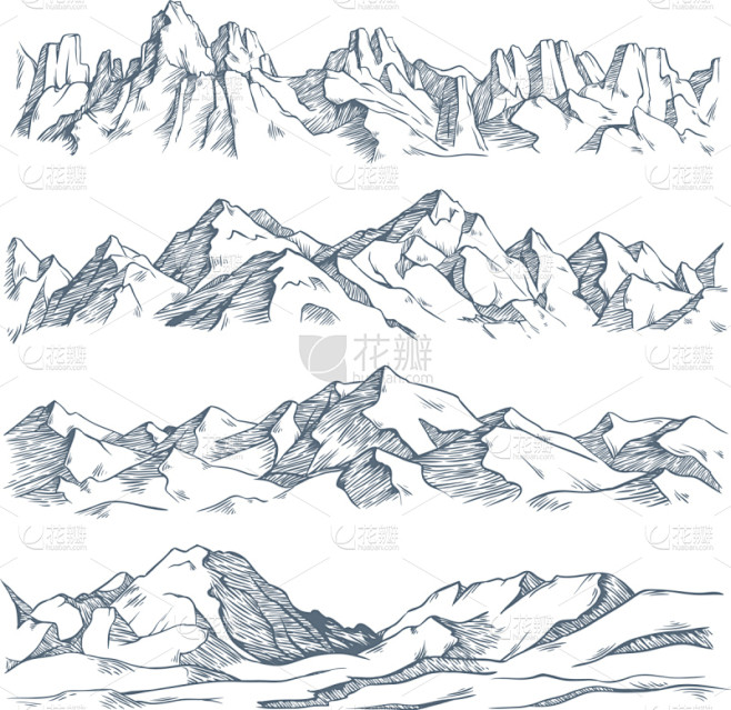 地形,山,雕刻图像,动物手,草图,石头,...