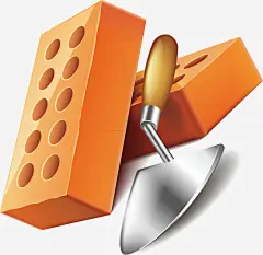 手绘铲子红砖工匠高清素材 页面网页 平面电商 创意素材 png素材