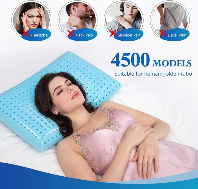 Memory Foam Gel Pillow for Sleeping Standard Size, Ventilated Cooling Bed Pillows