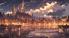 AI梦幻动漫场景素材 影视游戏场景概念设计参考 背景插画临摹图-淘宝网